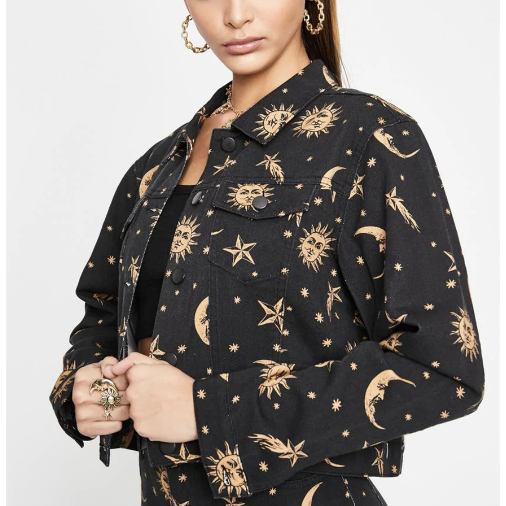 Dollskill Celestial Black Denim Jacket